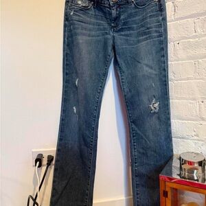 PAIGE Distressed Blue Boot Cut Jeans